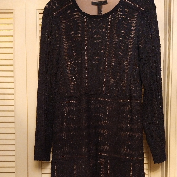 BCBG Max Azria Black Lace Overlay Dress Size M - Picture 4 of 10